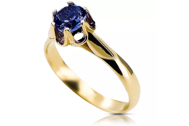 14K Yellow gold Sapphire Ring Vintage style vrc122y